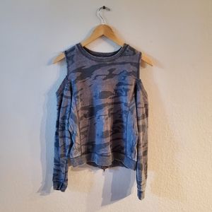 Vintage Havana Camo Cold Shoulder Sweater